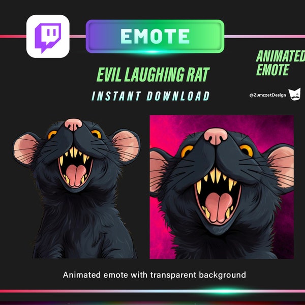 ANIMATED Evil Rat Emote for Twitch, Streamer, Gaming, Streaming, Stream Emotes, Gamer Emote, Rodent Emotes, Rat Emotes