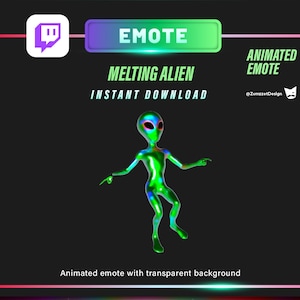 ANIMATED Melting Alien Emote Set for Twitch, Streamer, Stream Emotes