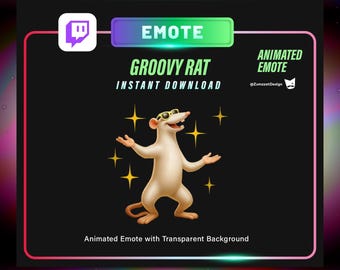 Animated Groovy Rat Twitch Emote: Dancing Rodent Streamer Design (Digital Download)