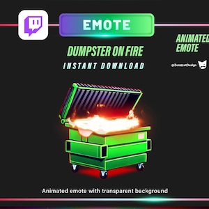 Set animato di fuoco del cassonetto in fiamme per Twitch, Streamer, Gaming, Streaming, Emote di streaming, Emote del giocatore, Emote della spazzatura