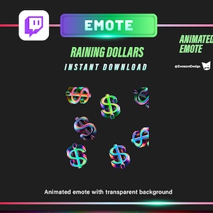 ANIMATED Raining Dollar Sign Emote for Twitch, Streamer, Money Emote, Streaming, Stream Emotes, Funny Emote, Donation Emote