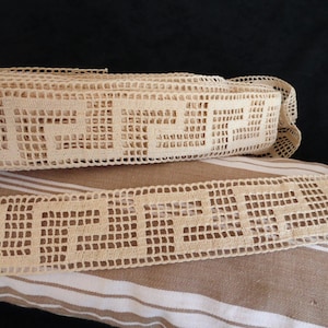 2m10 of Puy lace, bobbin lace, ecru cotton inter-lace, width 4.7 cm creations, sewing, furnishings