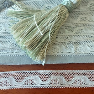 1m40 di vecchio pizzo di cotone bianco sporco, punto Parigi, pizzo del 1930, creazioni di restauro di costumi