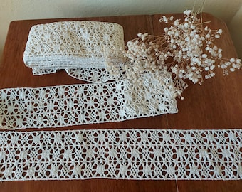 2 meters of Puy lace, bobbin lace, in-between lace in ecru cotton, width 9 cm creations, sewing, furnishings