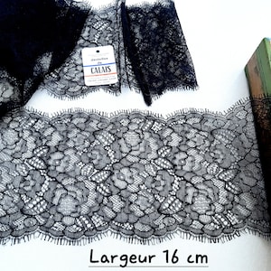 Encaje Calais negro, trenza calidad Leavers muy bonita, cupón 2m30, encaje muy fino para coser, personalización, gótico