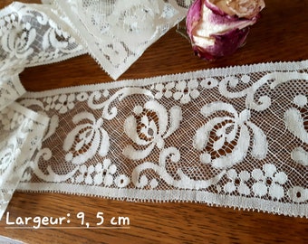 Dentelle ancienne de Calais entre-deux de coloris écru coupon de 2m40 insertion couture créations