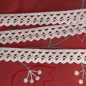 1m80 dentelle ancienne en coton écru, derniercoupon,  dentelle de bordure, couture créations sacs coussins