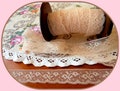 4M40 Antique pinkish beige Calais lace, Vintage lace, border lace, lace ribbon, 1970s product logo