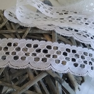 4 METROS Encaje bordado blanco ancho 3,7 cm Encaje francés, lencería, costura, creaciones