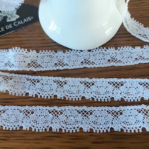 5m20 de  dentelle de Calais blanche, type Valenciennes en nylon, dentelle 1cm, lingerie, layette, couture, créations