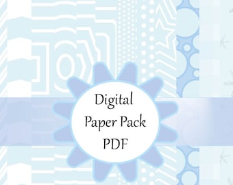 Ice blue simple digital designs pdf papers