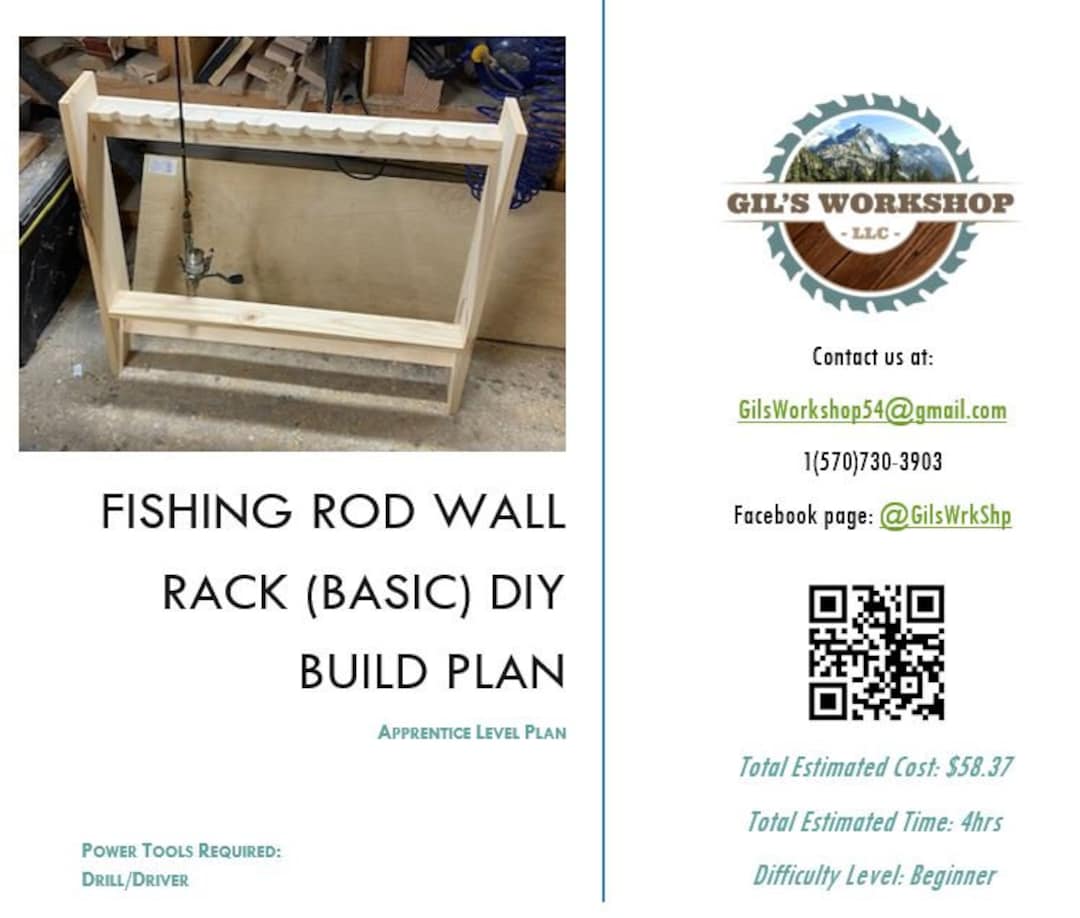 Fishing Rod Wall Rack DIY Build Apprentice Plan Etsy