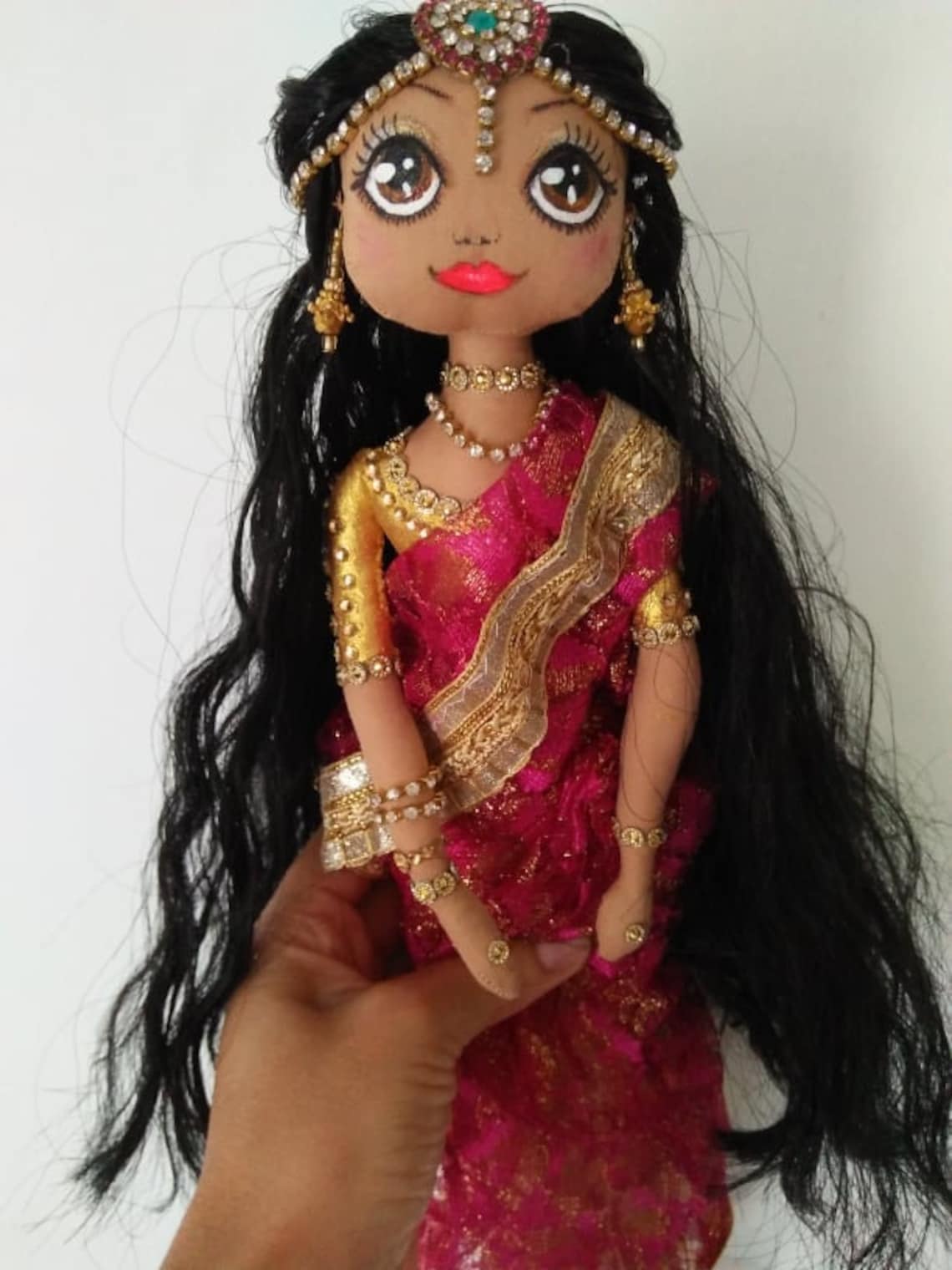 Indian doll Indian barbie rag doll long hair doll big Etsy