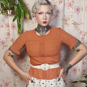 Beaded puffy sleeve flapper blouse - Shortsleeve 20s 30s style rayon silk lightweight sheer blouse - UK8-10 - 1920s 1930s style top