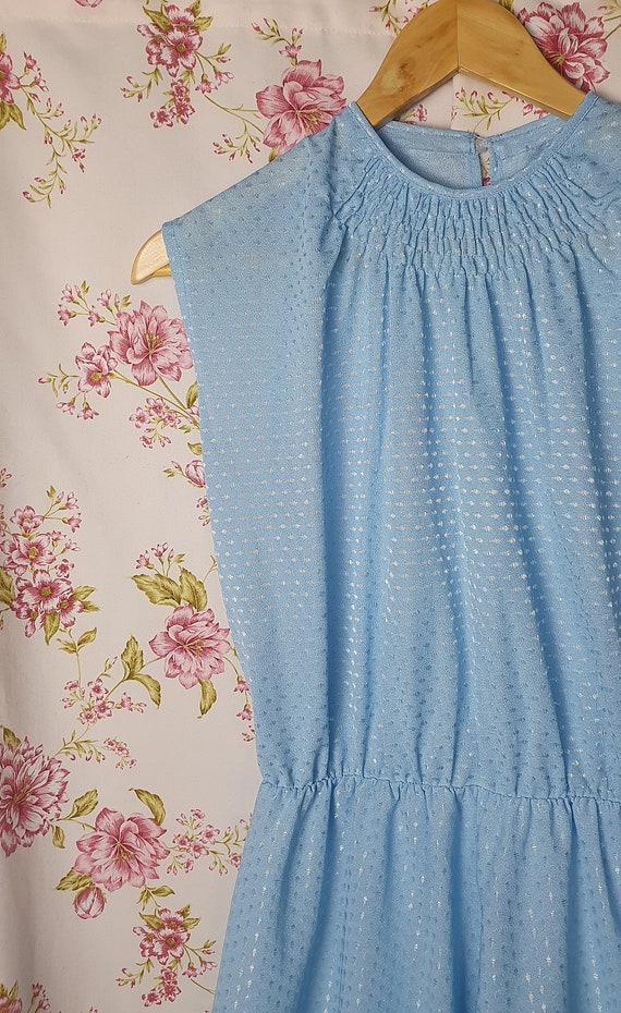 Vintage romantic pastel blue sleeveless swing pol… - image 9