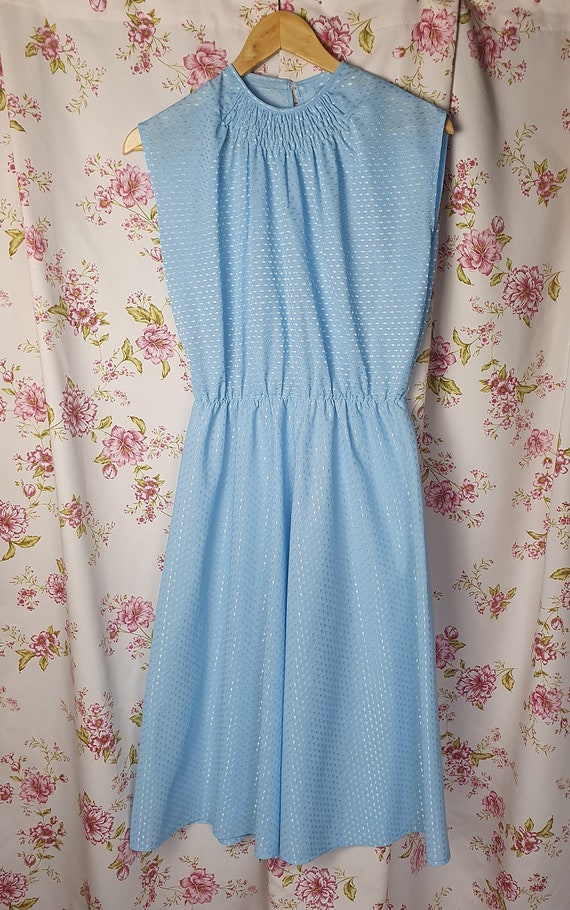 Vintage romantic pastel blue sleeveless swing pol… - image 8