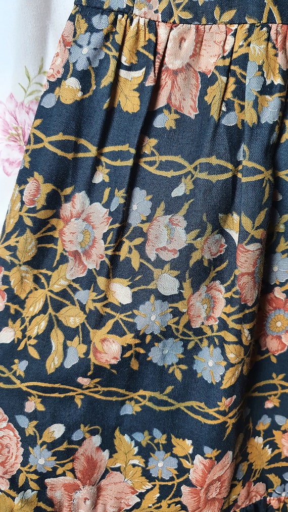 Vintage navy brown rust romantic floral pattern a… - image 10