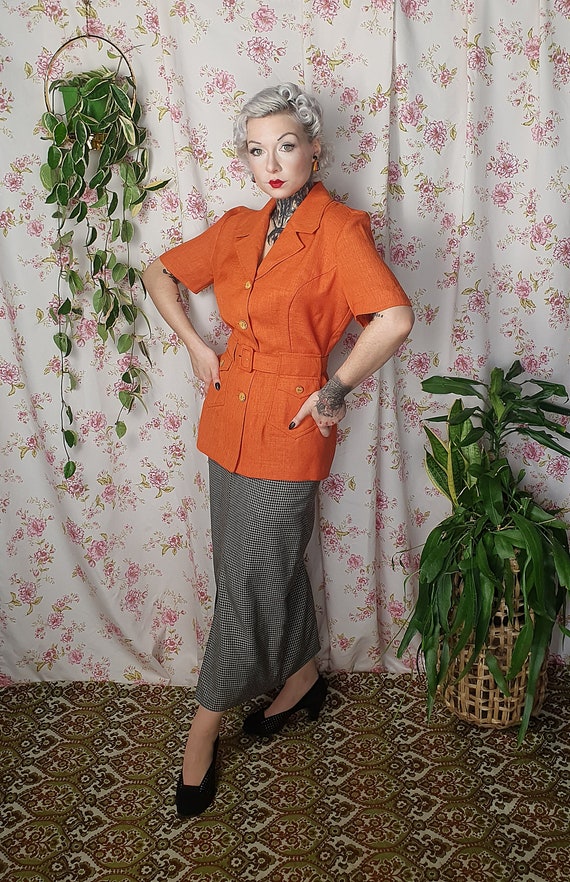 Vintage 1940s style shortsleeve tailored summer a… - image 5