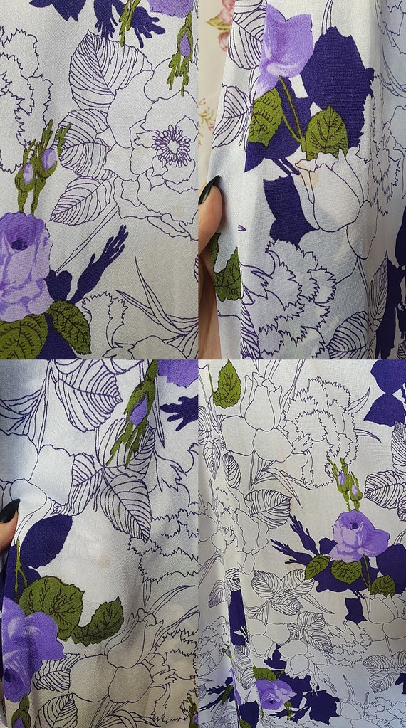 Vintage white purple green floral print maxi slin… - image 10