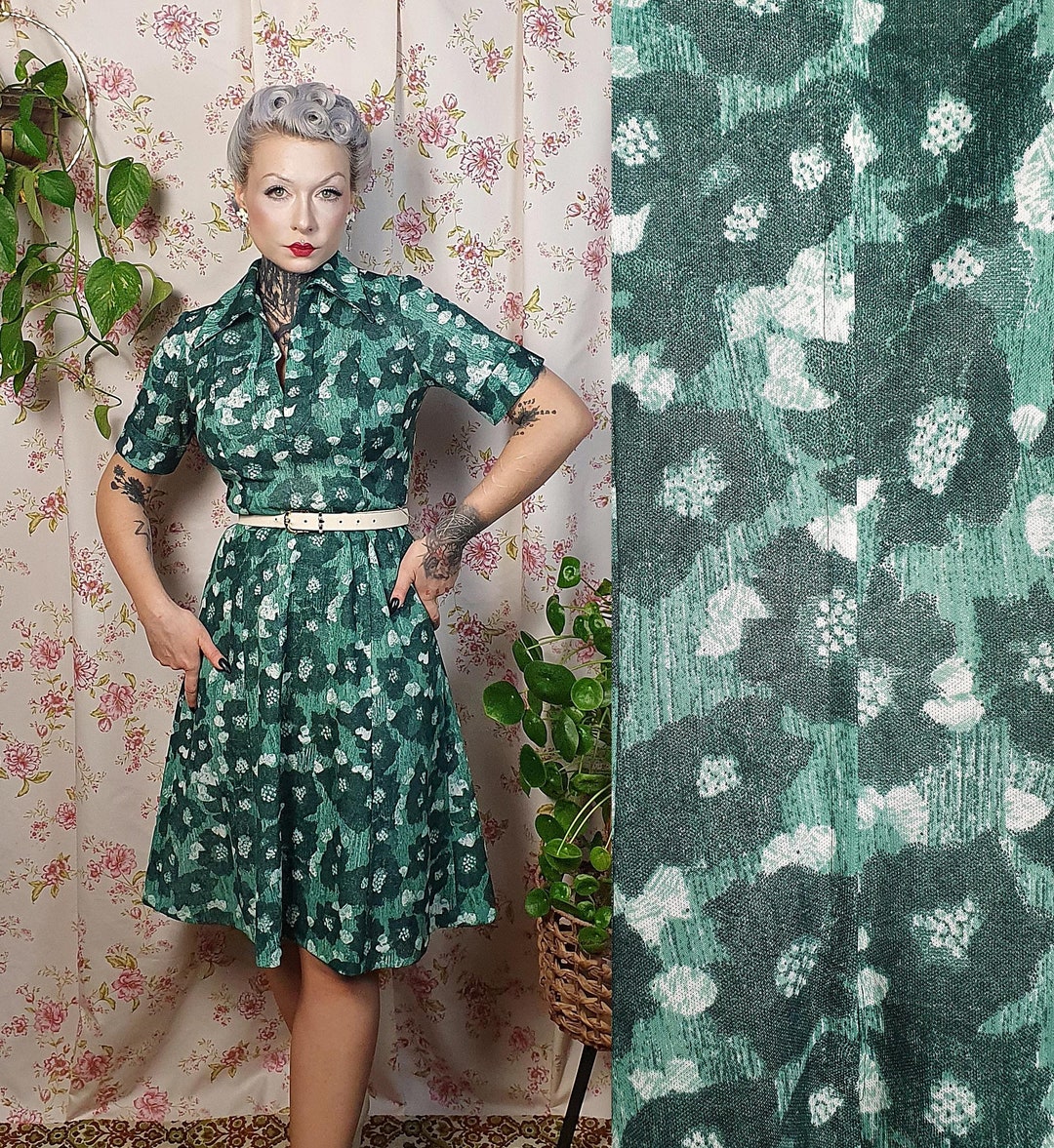 modcloth green floral dress GUNNE SAX for ModCloth Lilly Corselette Midi Dress Unicorn Tapestry / 3X main image 0