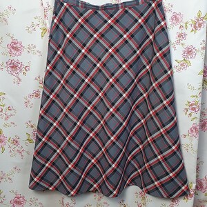 Vintage Grey & Red Floral Print A-line Skirt 4 6 main image 1
