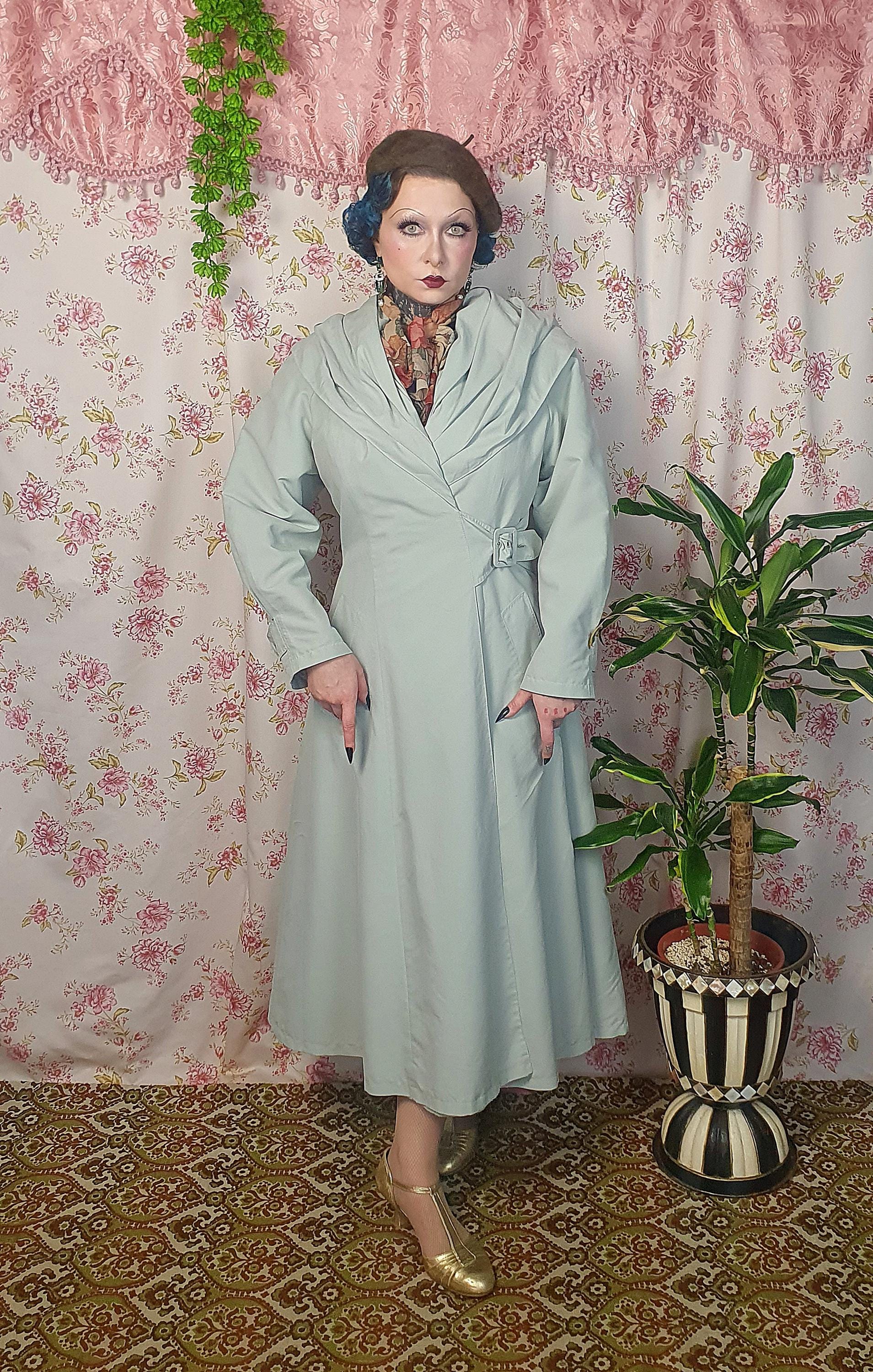 Vintage 30s-40s Style Style Shawl Collar Mint Green Swing Skirt
