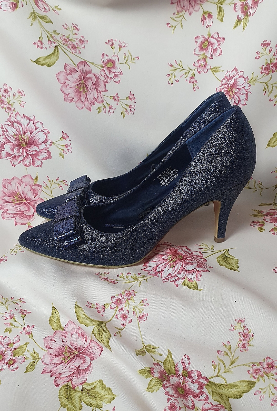 靴 original ribbon glitter pumps original ribbon glitter pumps (black)