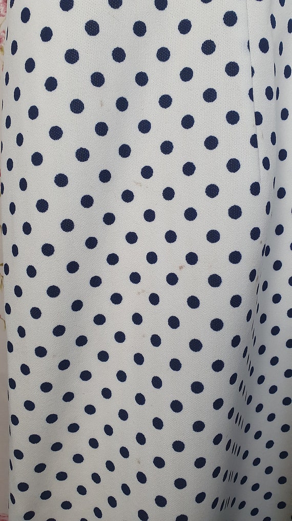 Vintage navy white polka-dot pointy collar summer… - image 10