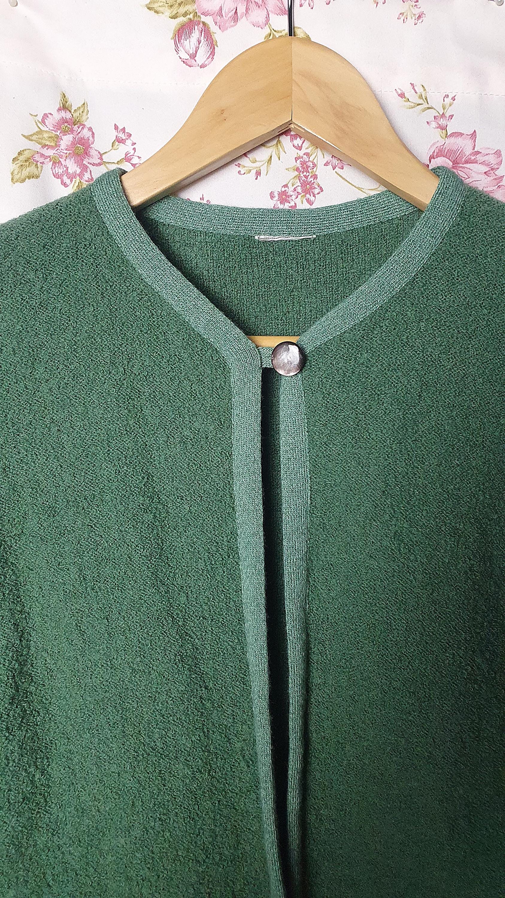 ヴィンテージ セージグリーン ブークレウールカーディガン – 1950年代 