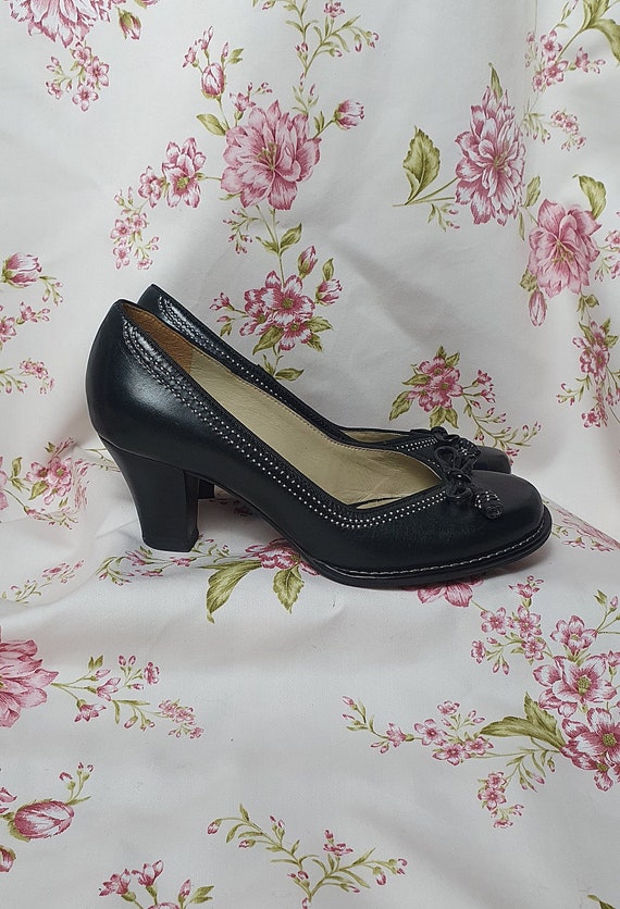 Vintage 1940s Reproduction Heels Clarks Bombay Lights Black Leather Everyday Pumps UK 3.5 Vintage Repro 1940s 1950s Black Shoes Etsy UK