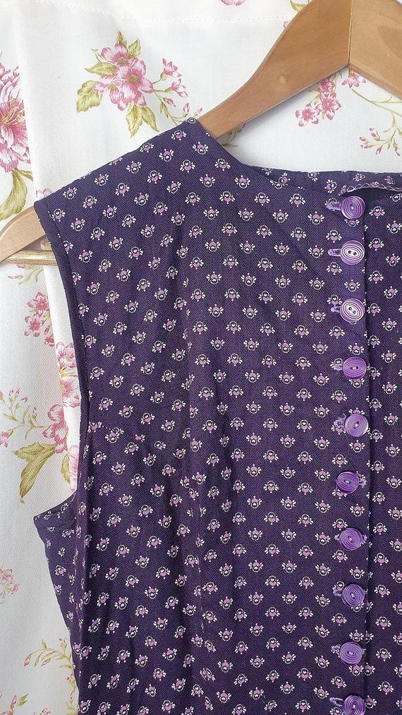 Vintage austrian purple sleeveless ditsy floral c… - image 9