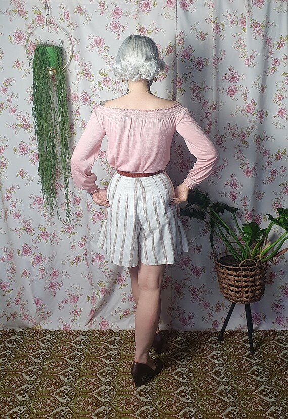 Vintage off-shoulder neckline pastel pink longsle… - image 6