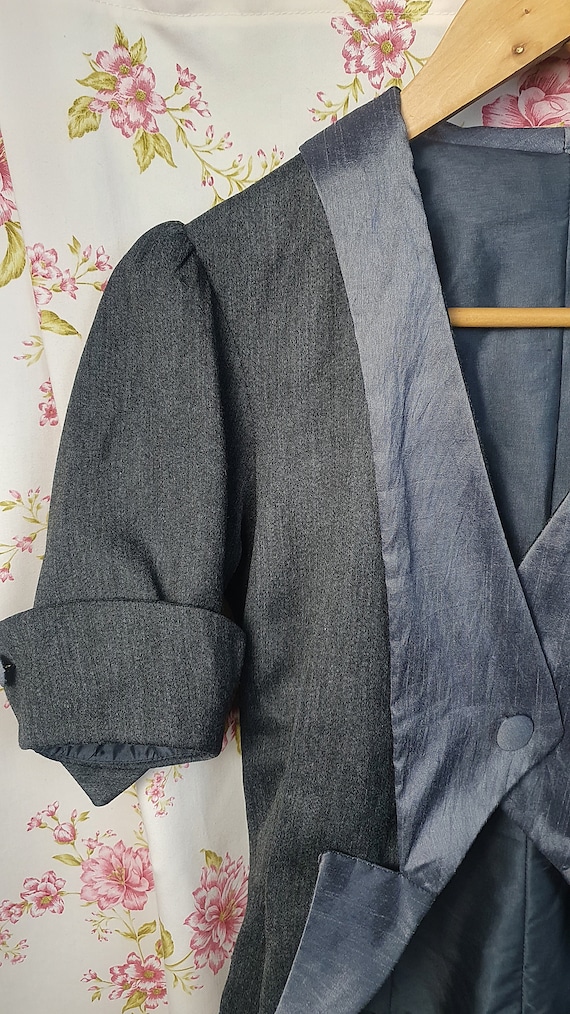 Vintage gray tailcoat short sleeve puffy shoulder… - image 9
