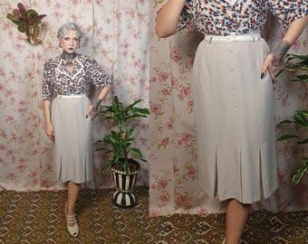 60s vintage qulting skirt キルティング Unique Vintage Plus Size 1950s Green Winter Print Gellar
