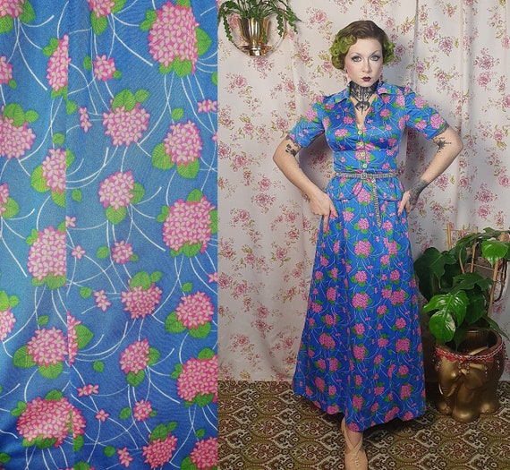 Blue and pink floral maxi dress deals