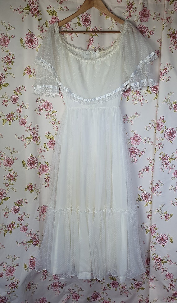 Vintage tulle polka dot evening wedding maxi off … - image 8