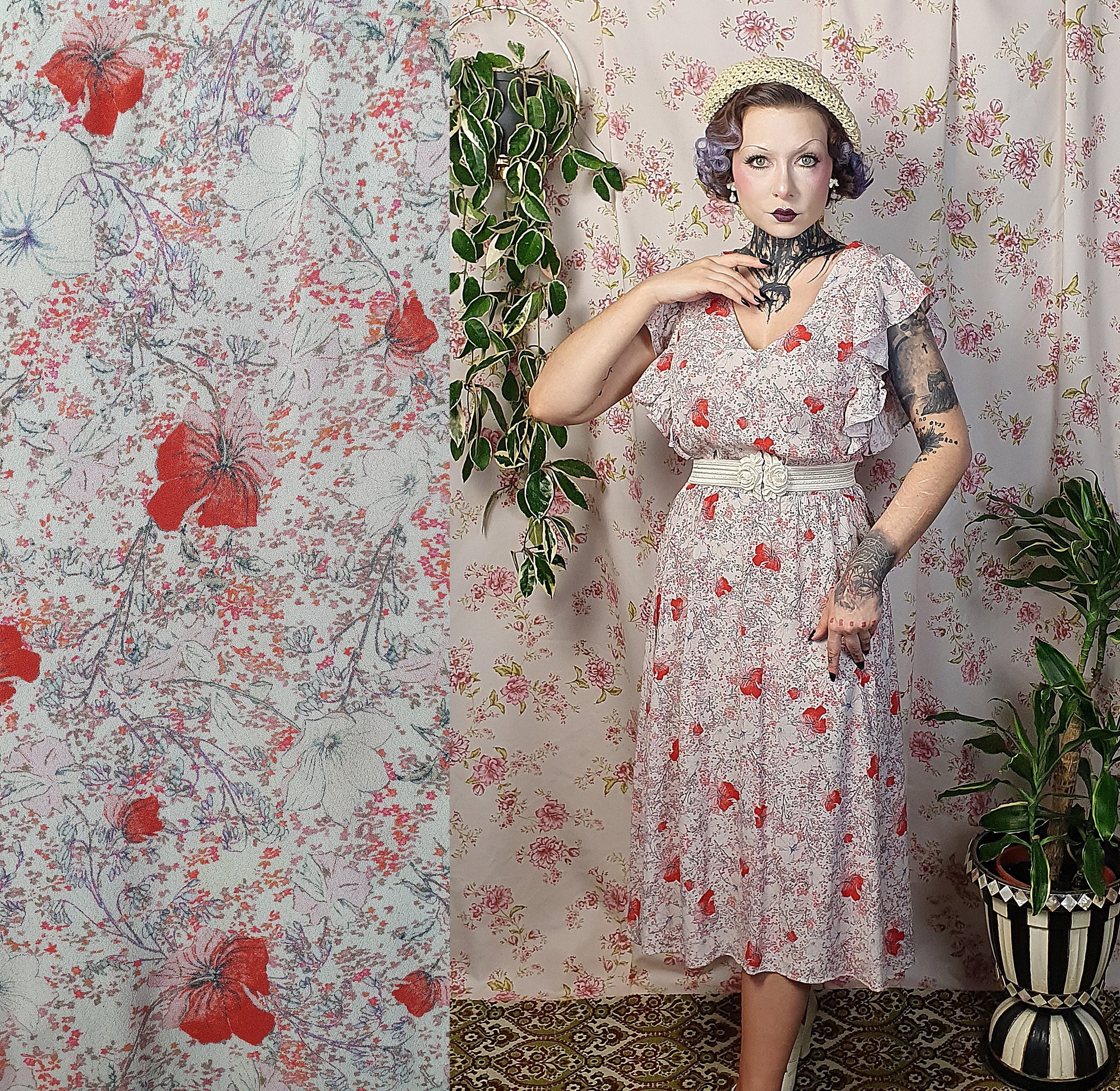 Robe drapée fleurie sale