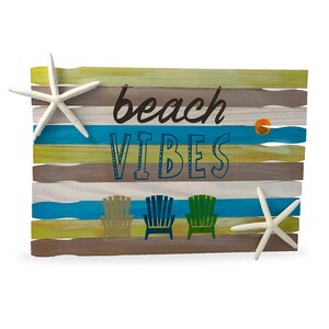Wooden &quot;Beach Vibes Hanging Sign