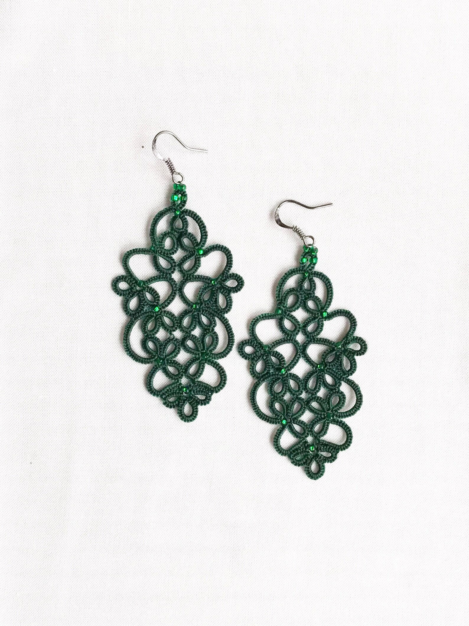 Tatting Jewelry Green Lace Earring Lace Earring Long Lace Etsy