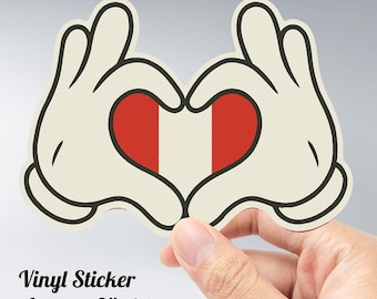 Heart Hands Peru Sticker – Peruvian Flag Love Pride – Vinyl Decal for Water Bottles, Laptops & More