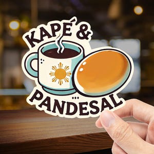 Kapé und Pandesal Aufkleber - Feiern Sie den Fillippinischen Komfort! Lustiger philippinischer Aufkleber, Tagalog Aufkleber, philippinisches Geschenk, Philippinen Aufkleber, Pinoy Geschenk