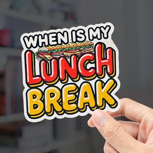 Pegatinas de cuándo es mi hora de comer: ¡celebra la hora de comer! Pegatinas divertidas de comida, para amantes de la comida, como regalo de aperitivos, aperitivos para toda la vida, pegatinas para el trabajo