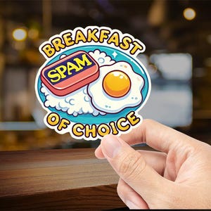 Spam Eggs Rice Sticker – Celebrate Filipino Cuisine! Funny Filipino sticker, tagalog sticker, Hawaiian Breakfast, Philippines sticker, pinoy