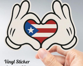 Heart Hands Puerto Rico Sticker – Puerto Rican Flag Love Pride – Vinyl Decal for Water Bottles, Laptops & More