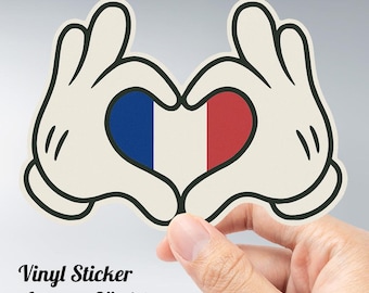 Heart Hands France Sticker – French Flag Love Pride – Vinyl Decal for Water Bottles, Laptops & More
