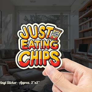 Pegatina "Solo comiendo patatas fritas": ¡celebra la hora de la merienda! Pegatinas divertidas de aperitivos, comida con patatas fritas, patatas fritas como regalo de aperitivos, aperitivos para toda la vida, me encantan las patatas fritas
