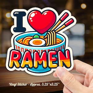 Adesivos de Ramen Adesivos japoneses Adesivos japoneses Adesivos de comida de anime Adesivos de macarrão Adesivos de vinil kawaii adesivos fofos Tigela de Ramen Adesivo de ramen engraçado