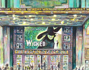 A6 Greetings card with Theatre Frontage depicting Wicked the musical