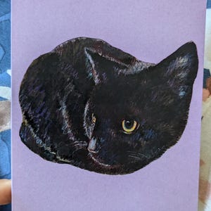 Carte de voeux A6 avec chat noir