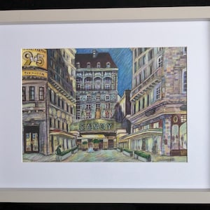 A4 unframed art print depicting The Savoy Hotel in London